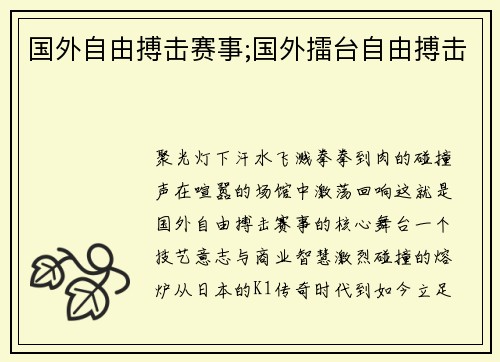 国外自由搏击赛事;国外擂台自由搏击